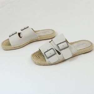 Anthro Splendid White Buckle Espadrille Slides